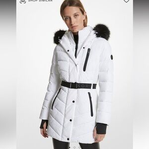 Faux Fur Trim Quilted Puffer Coat